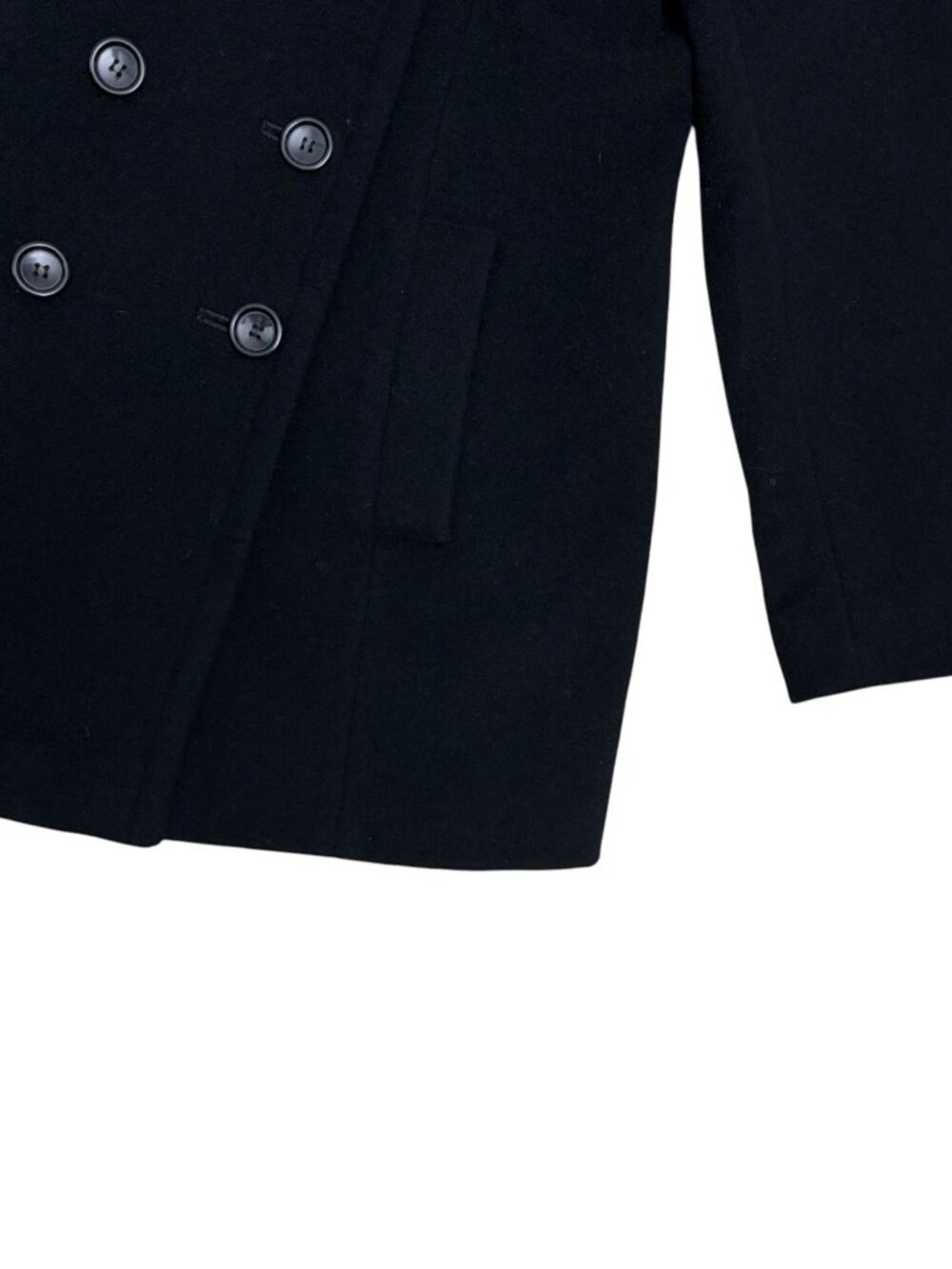 HALSTON WOOL & CASHMERE PeaCoat Black Luxury Business Winter Jacket Women Medium - Picture 6 of 6